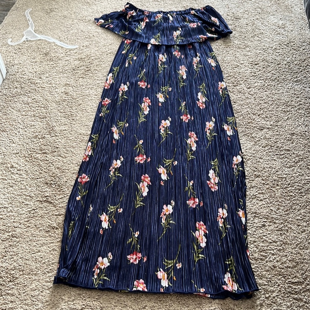Navy off the shoulder maxi dress, size medium. Forever 21.